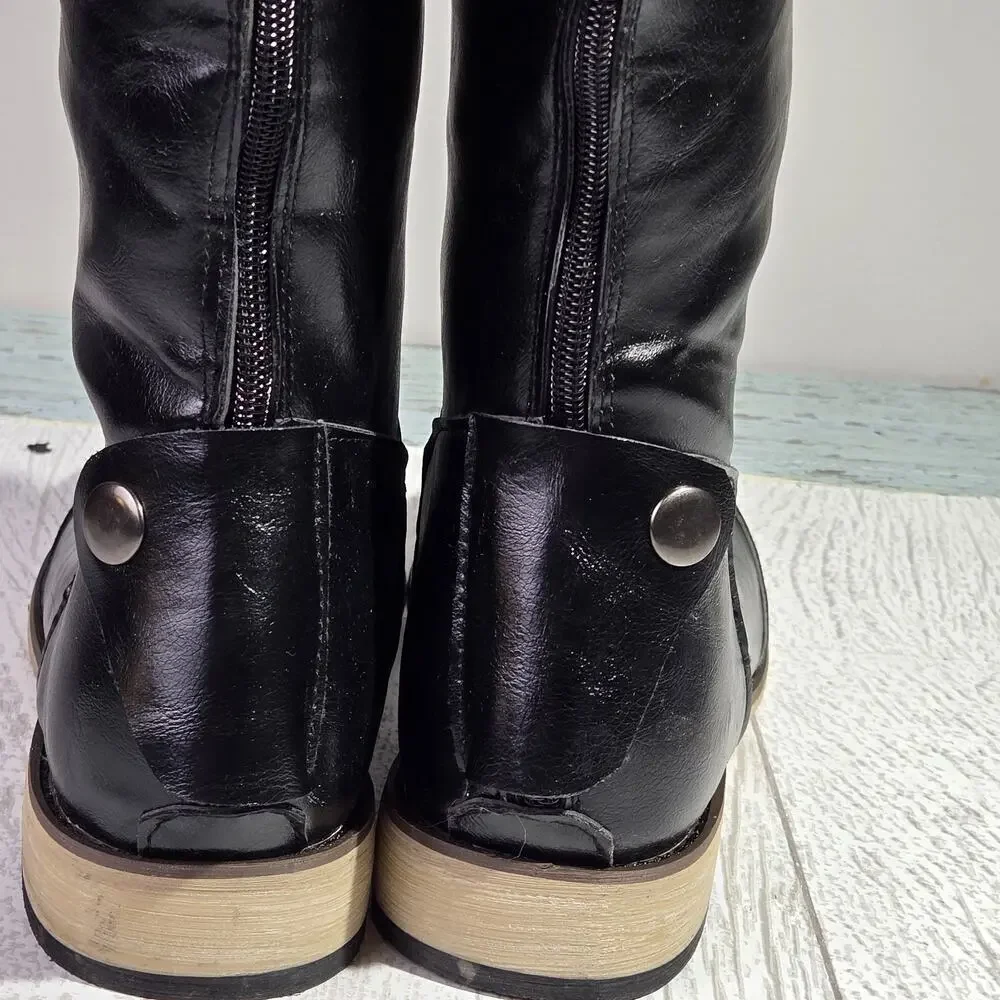 Women's Fashion Riding Tall Boot Zip Back Size 8 (40) Equestrian Military Moto